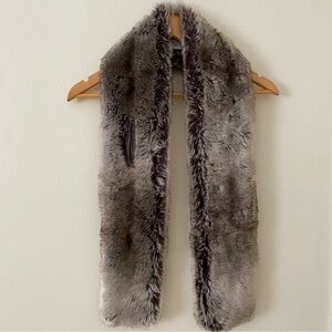 Faux Fur Scarf in Gray and Brown